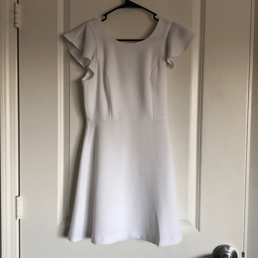 BCBGeneration White Ruffle Sleeve Dress